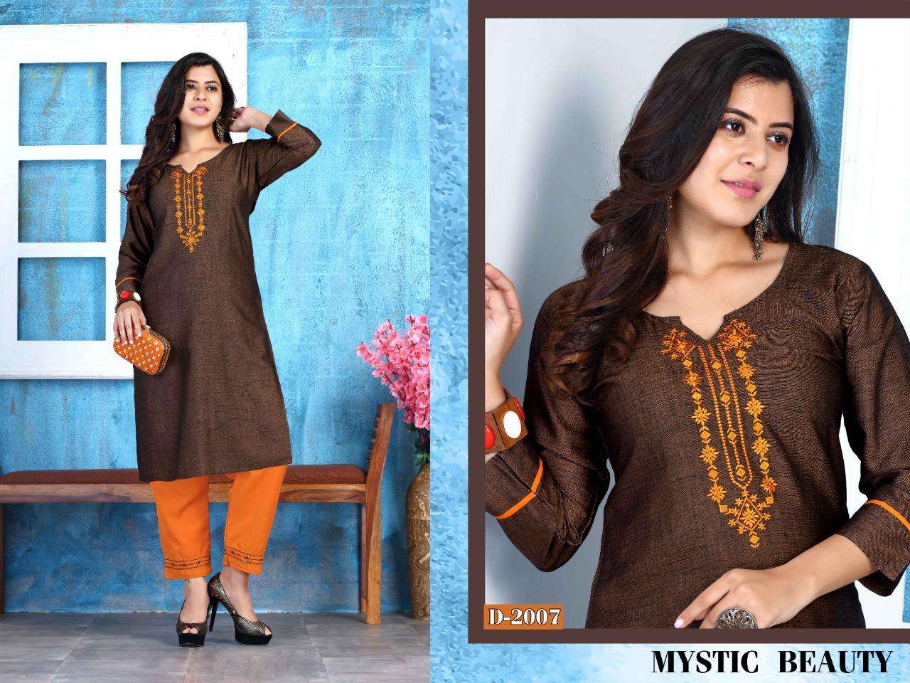 KESAR VOL-2 BY TRENDY 2001 TO 2008 SERIES DESIGNER STYLISH FANCY COLORFUL BEAUTIFUL PARTY WEAR & ETHNIC WEAR COLLECTION RAYON TWO TONE KURTIS WITH BOTTOM AT WHOLESALE PRICE