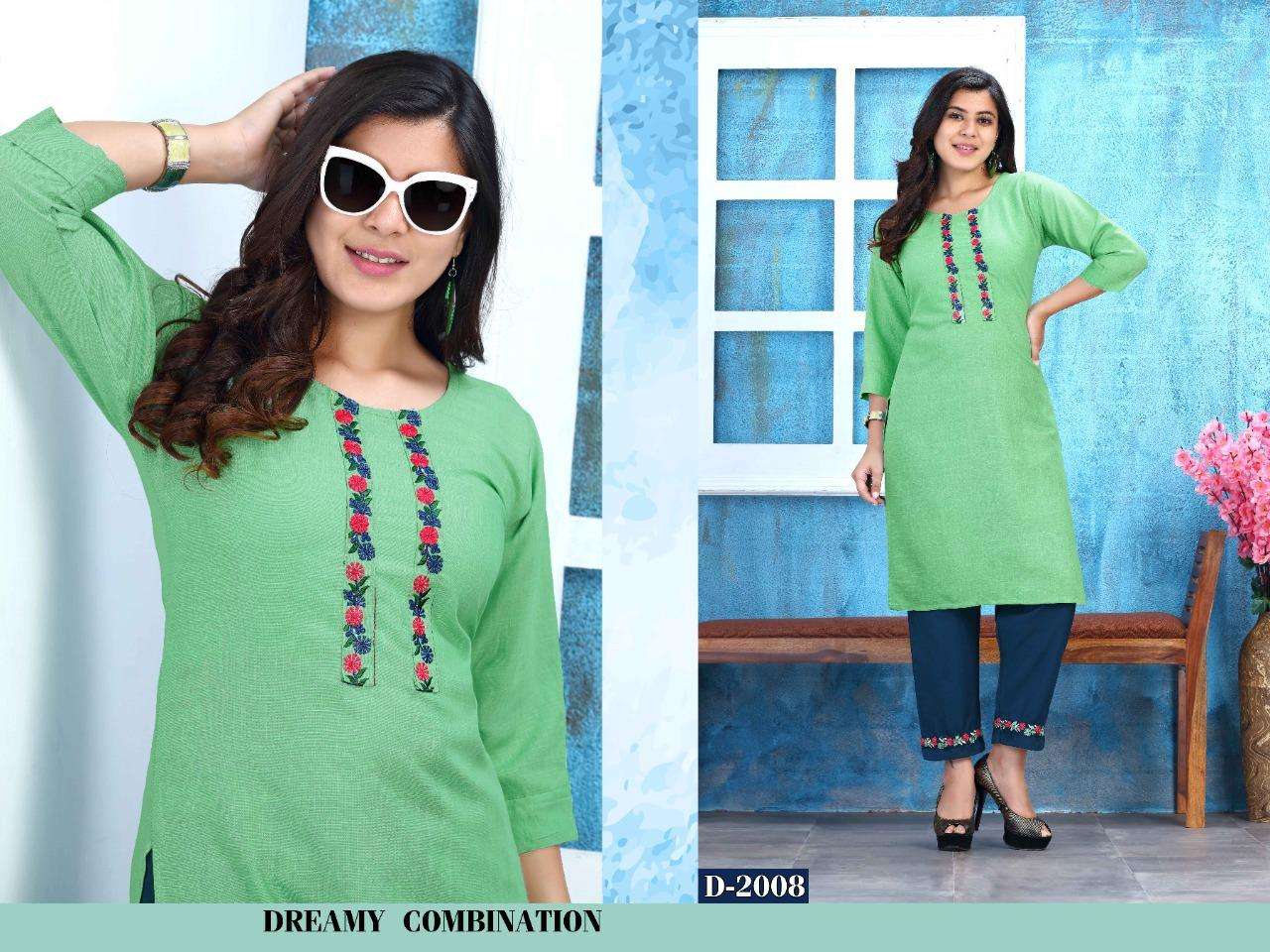 KESAR VOL-2 BY TRENDY 2001 TO 2008 SERIES DESIGNER STYLISH FANCY COLORFUL BEAUTIFUL PARTY WEAR & ETHNIC WEAR COLLECTION RAYON TWO TONE KURTIS WITH BOTTOM AT WHOLESALE PRICE