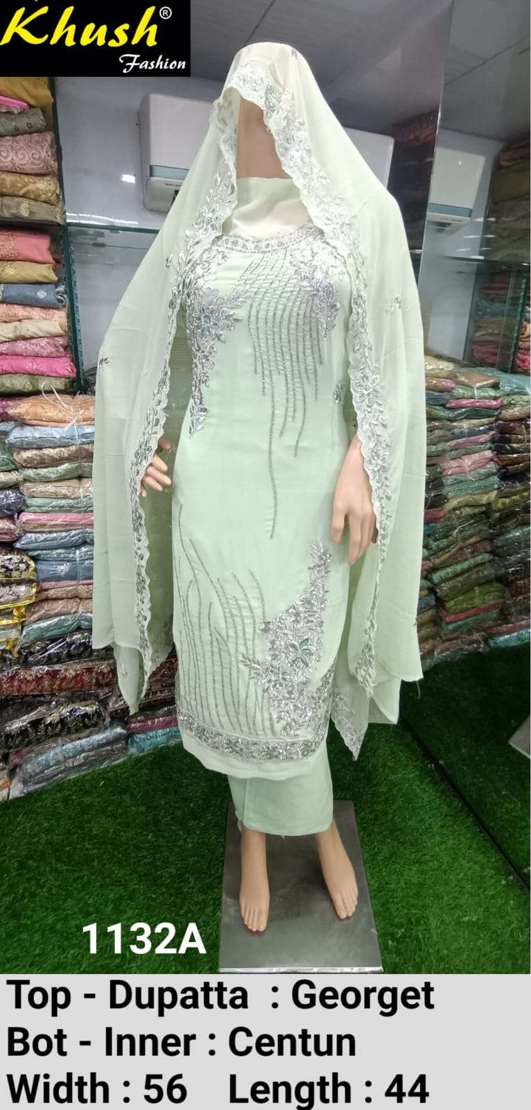 KHUSH 1132 COLOURS BY KHUSH FASHION 1132-A TO 1132-D SERIES BEAUTIFUL SUITS STYLISH COLORFUL FANCY CASUAL WEAR & ETHNIC WEAR GEORGETTE EMBROIDERED DRESSES AT WHOLESALE PRICE