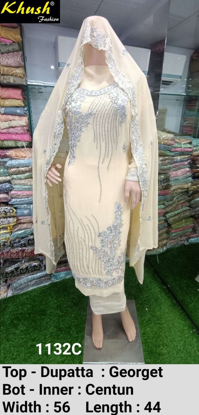 KHUSH 1132 COLOURS BY KHUSH FASHION 1132-A TO 1132-D SERIES BEAUTIFUL SUITS STYLISH COLORFUL FANCY CASUAL WEAR & ETHNIC WEAR GEORGETTE EMBROIDERED DRESSES AT WHOLESALE PRICE