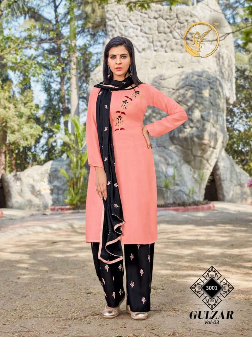 GULZAR VOL-3 BY JLF 3001 TO 3008 SERIES BEAUTIFUL SUITS COLORFUL STYLISH FANCY CASUAL WEAR & ETHNIC WEAR RAYON EMBROIDERED DRESSES AT WHOLESALE PRICE