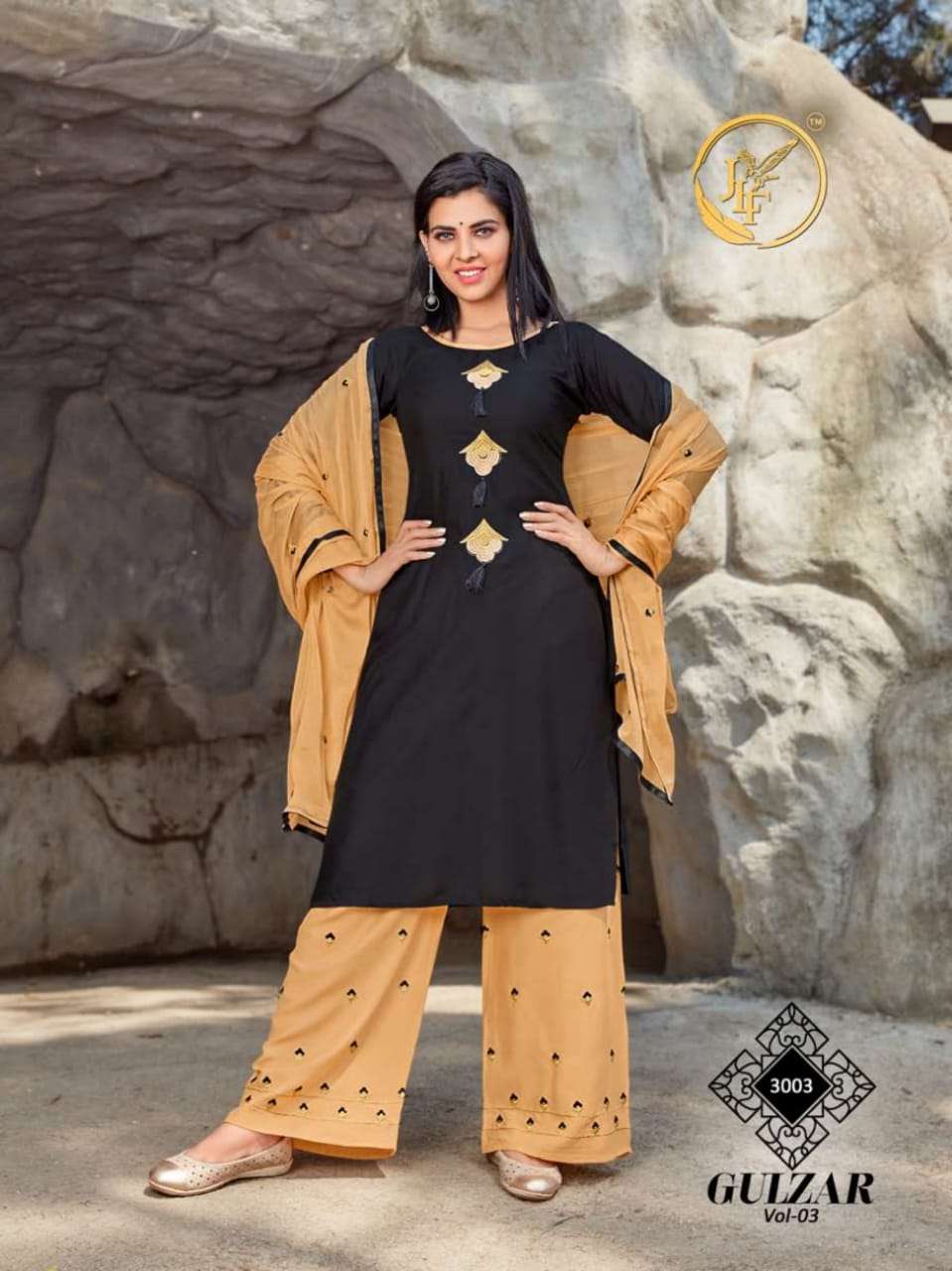 GULZAR VOL-3 BY JLF 3001 TO 3008 SERIES BEAUTIFUL SUITS COLORFUL STYLISH FANCY CASUAL WEAR & ETHNIC WEAR RAYON EMBROIDERED DRESSES AT WHOLESALE PRICE