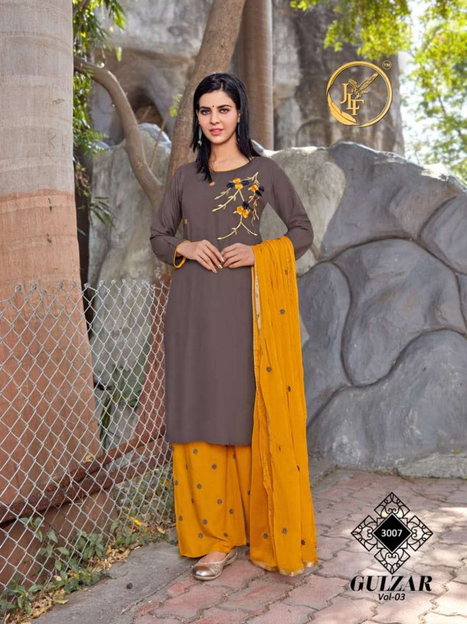 GULZAR VOL-3 BY JLF 3001 TO 3008 SERIES BEAUTIFUL SUITS COLORFUL STYLISH FANCY CASUAL WEAR & ETHNIC WEAR RAYON EMBROIDERED DRESSES AT WHOLESALE PRICE