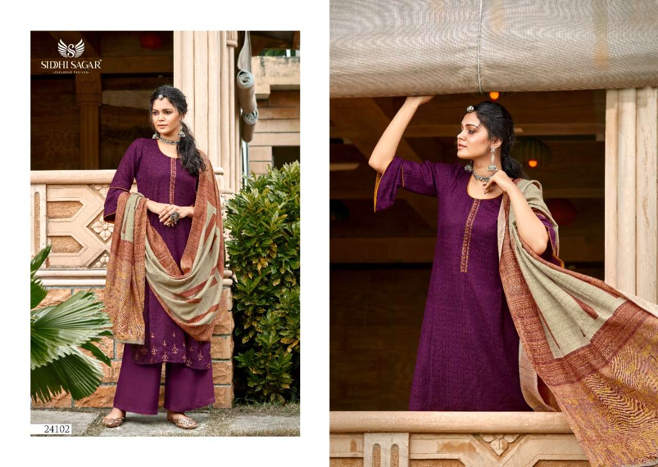 QATRAH BY SIDDHI SAGAR 24101 TO 24108 SERIES BEAUTIFUL SUITS COLORFUL STYLISH FANCY CASUAL WEAR & ETHNIC WEAR PURE PASHMINA PRINT WITH EMBROIDERY DRESSES AT WHOLESALE PRICE