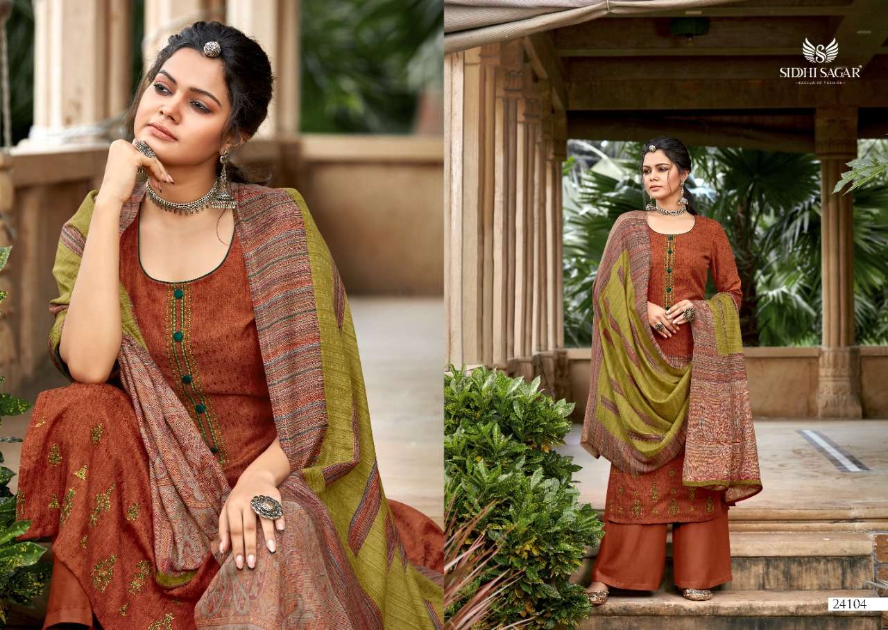 QATRAH BY SIDDHI SAGAR 24101 TO 24108 SERIES BEAUTIFUL SUITS COLORFUL STYLISH FANCY CASUAL WEAR & ETHNIC WEAR PURE PASHMINA PRINT WITH EMBROIDERY DRESSES AT WHOLESALE PRICE