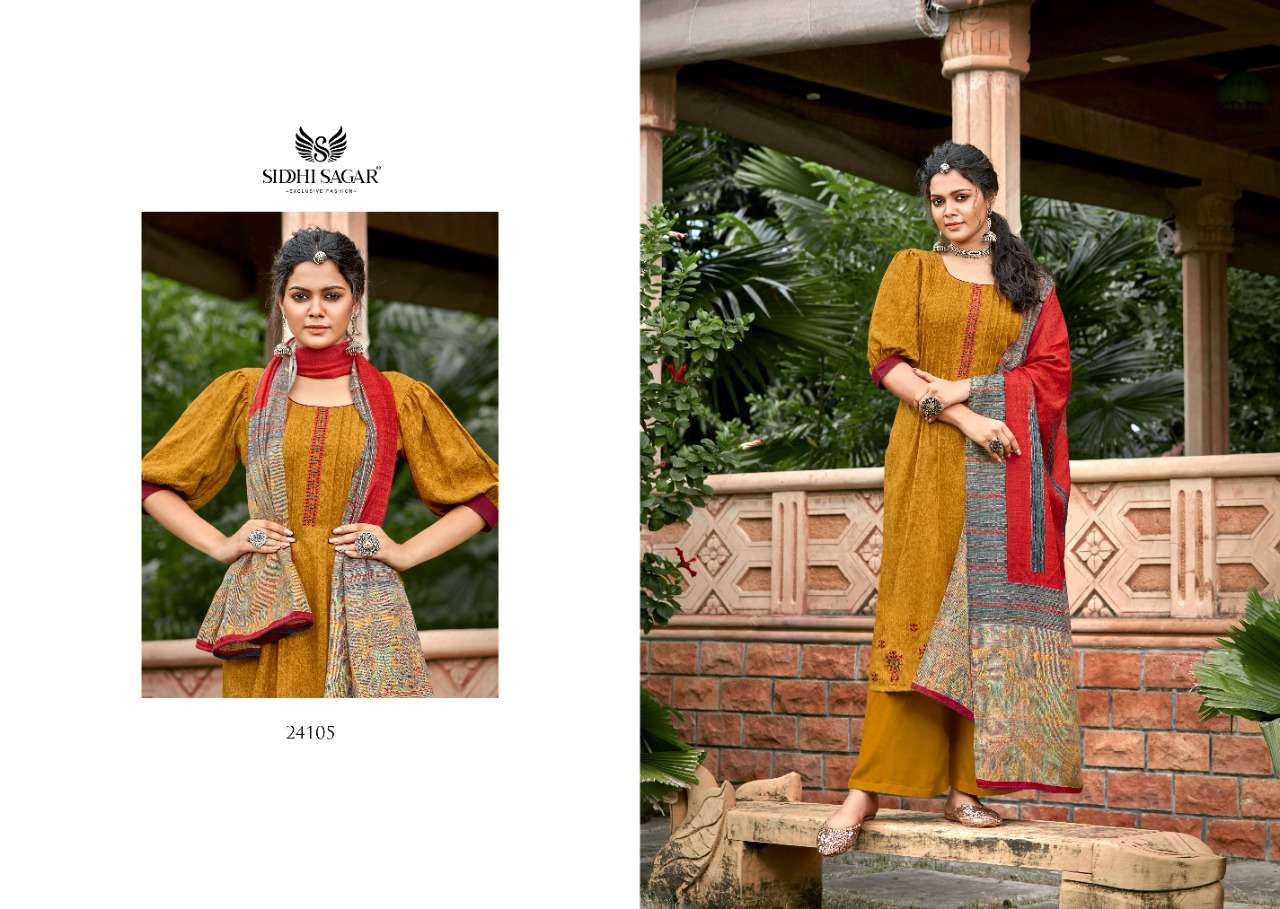 QATRAH BY SIDDHI SAGAR 24101 TO 24108 SERIES BEAUTIFUL SUITS COLORFUL STYLISH FANCY CASUAL WEAR & ETHNIC WEAR PURE PASHMINA PRINT WITH EMBROIDERY DRESSES AT WHOLESALE PRICE
