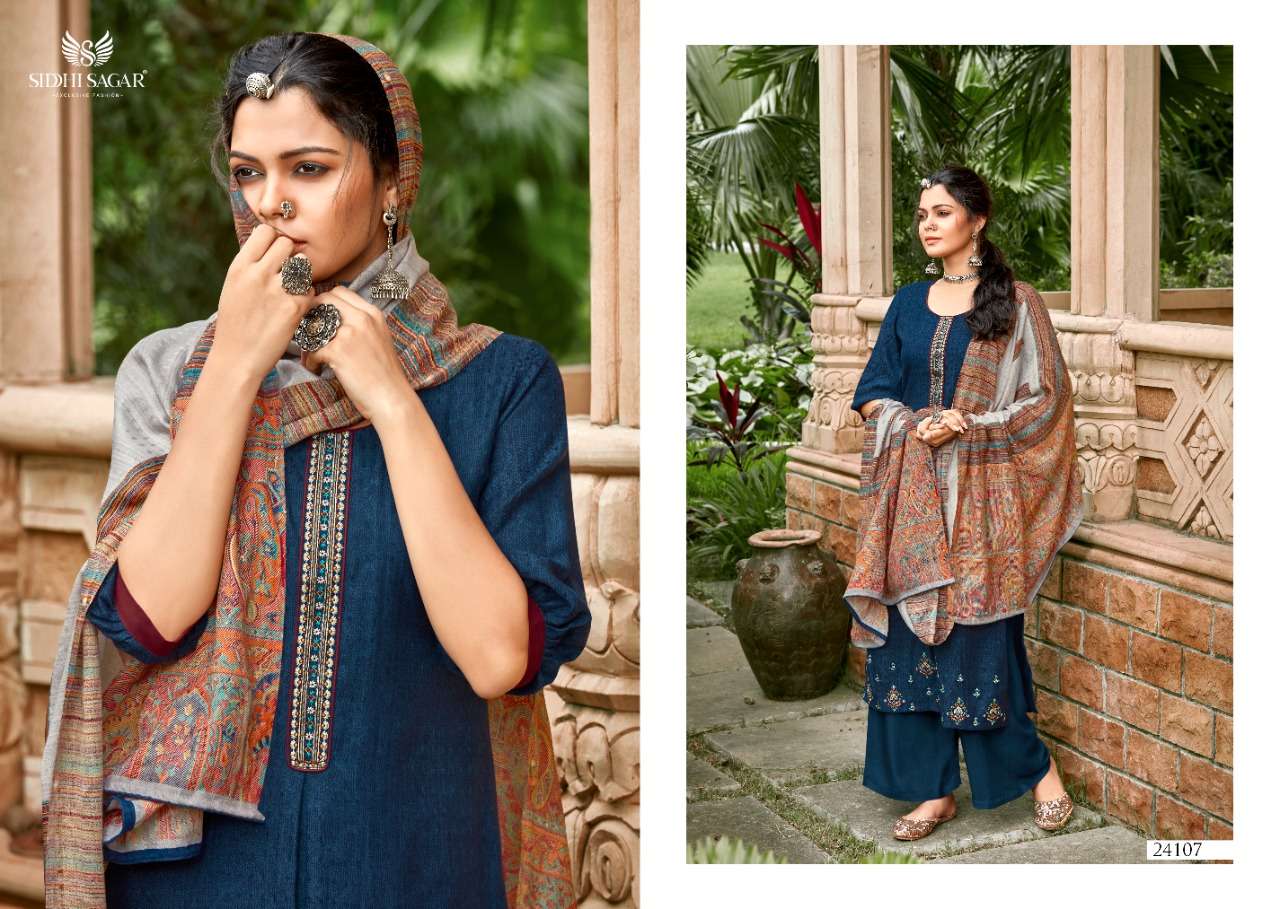 QATRAH BY SIDDHI SAGAR 24101 TO 24108 SERIES BEAUTIFUL SUITS COLORFUL STYLISH FANCY CASUAL WEAR & ETHNIC WEAR PURE PASHMINA PRINT WITH EMBROIDERY DRESSES AT WHOLESALE PRICE