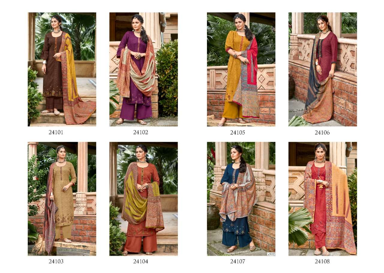 QATRAH BY SIDDHI SAGAR 24101 TO 24108 SERIES BEAUTIFUL SUITS COLORFUL STYLISH FANCY CASUAL WEAR & ETHNIC WEAR PURE PASHMINA PRINT WITH EMBROIDERY DRESSES AT WHOLESALE PRICE