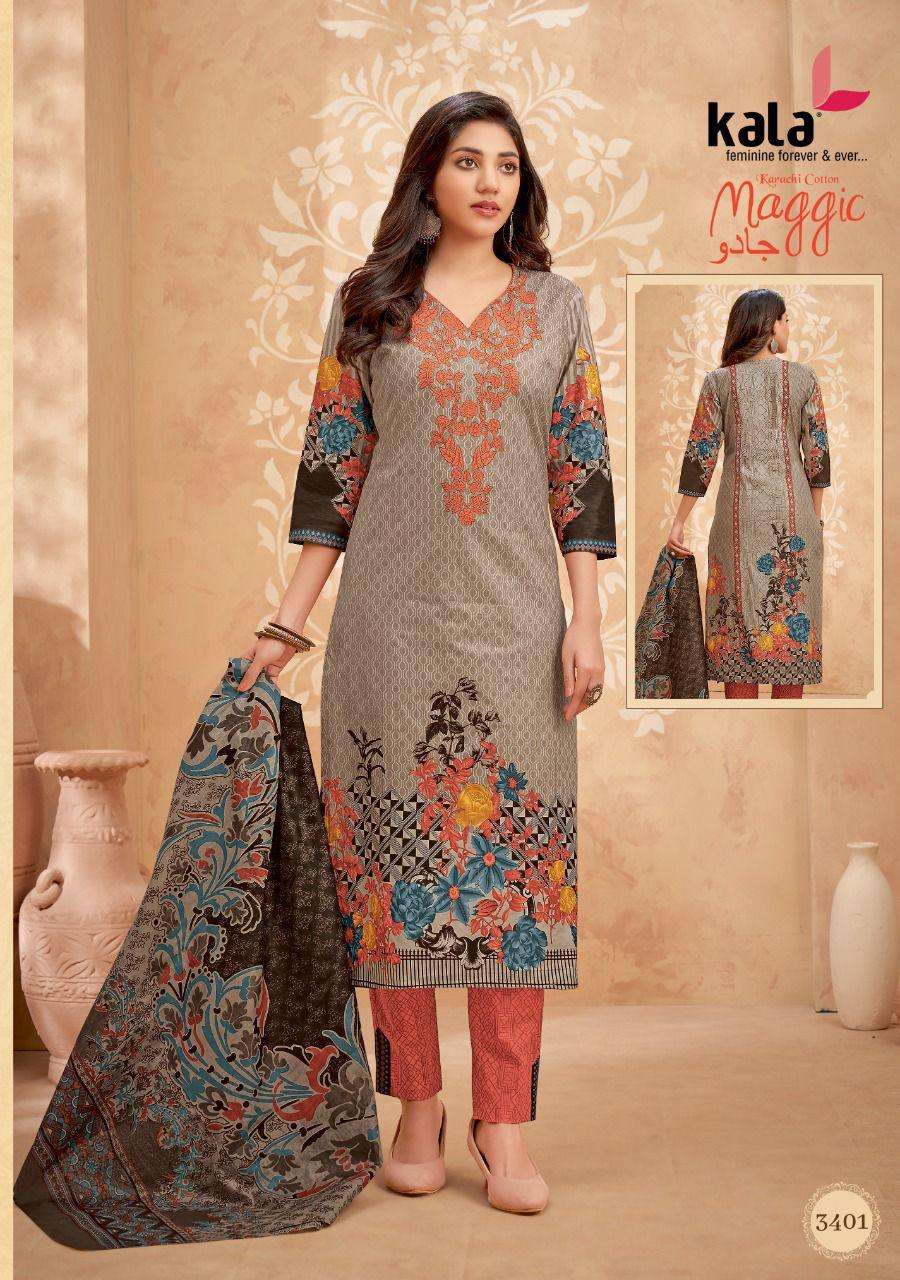MAGIC VOL-15 BY KALA 3401 TO 3412 SERIES BEAUTIFUL SUITS COLORFUL STYLISH FANCY CASUAL WEAR & ETHNIC WEAR PURE COTTON DRESSES AT WHOLESALE PRICE