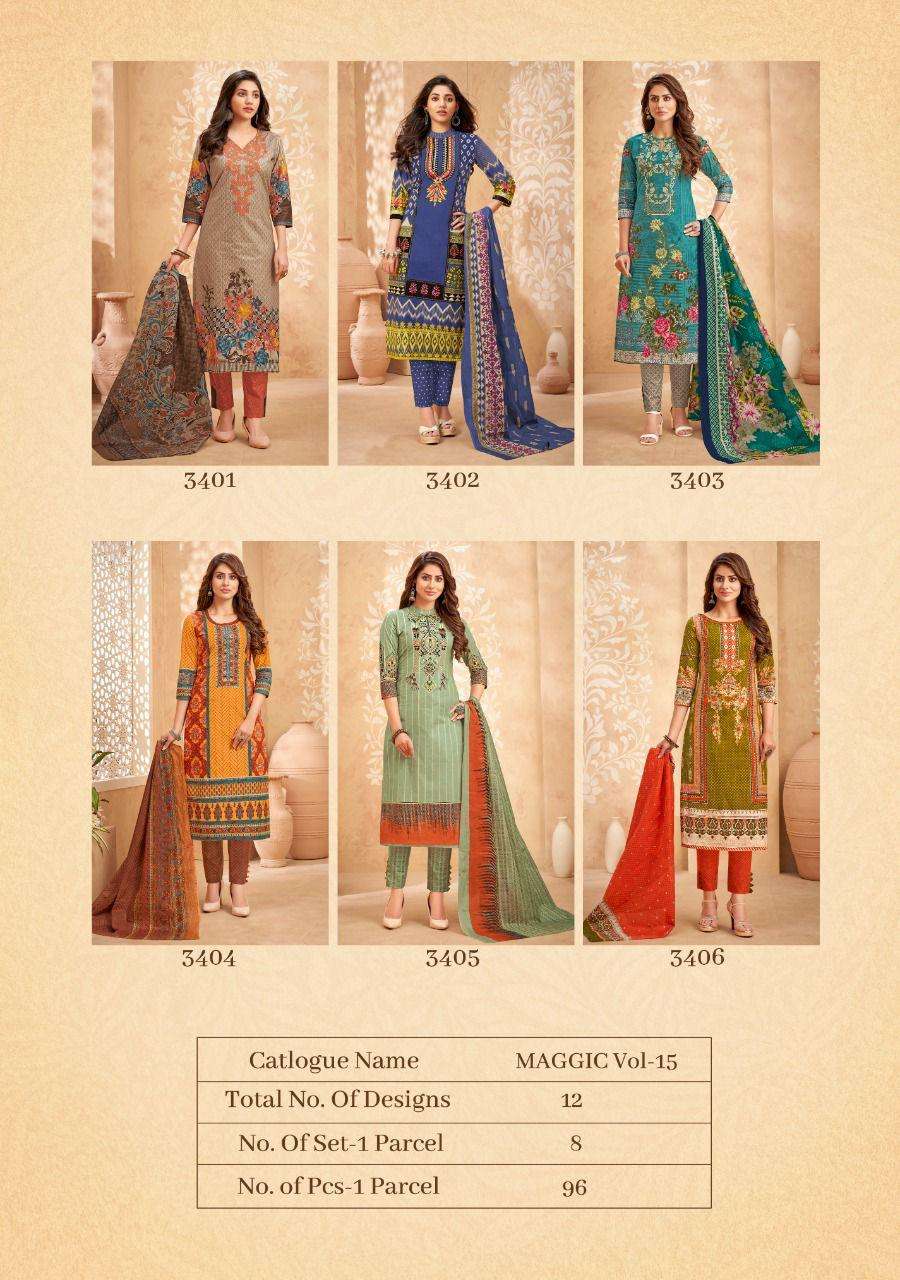 MAGIC VOL-15 BY KALA 3401 TO 3412 SERIES BEAUTIFUL SUITS COLORFUL STYLISH FANCY CASUAL WEAR & ETHNIC WEAR PURE COTTON DRESSES AT WHOLESALE PRICE
