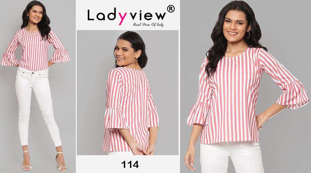 TOPSY VOL-4 BY LADY VIEW 114 TO 123 SERIES BEAUTIFUL COLORFUL STYLISH FANCY CASUAL WEAR & READY TO WEAR HEAVY AMERICAN CREPE DIGITAL PRINT TOPS AT WHOLESALE PRICE