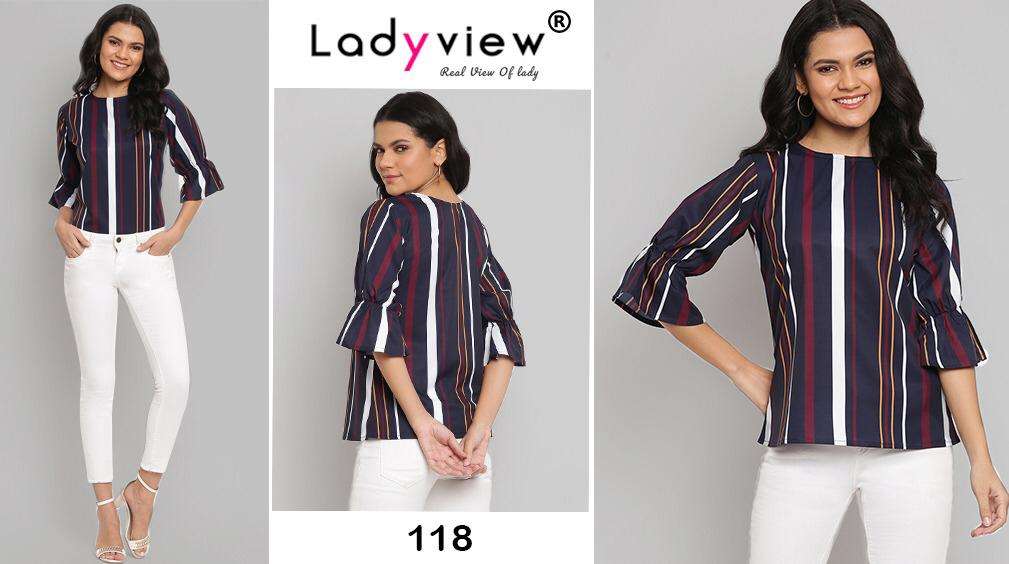 TOPSY VOL-4 BY LADY VIEW 114 TO 123 SERIES BEAUTIFUL COLORFUL STYLISH FANCY CASUAL WEAR & READY TO WEAR HEAVY AMERICAN CREPE DIGITAL PRINT TOPS AT WHOLESALE PRICE