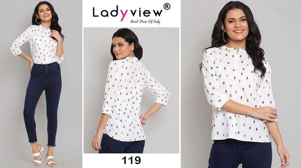 TOPSY VOL-4 BY LADY VIEW 114 TO 123 SERIES BEAUTIFUL COLORFUL STYLISH FANCY CASUAL WEAR & READY TO WEAR HEAVY AMERICAN CREPE DIGITAL PRINT TOPS AT WHOLESALE PRICE