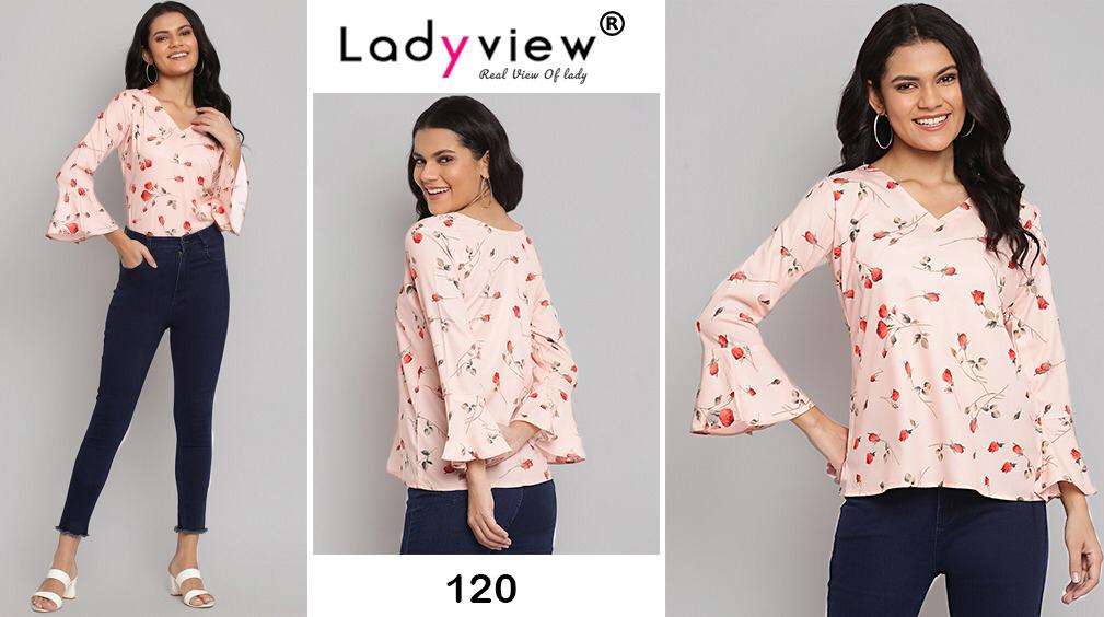 TOPSY VOL-4 BY LADY VIEW 114 TO 123 SERIES BEAUTIFUL COLORFUL STYLISH FANCY CASUAL WEAR & READY TO WEAR HEAVY AMERICAN CREPE DIGITAL PRINT TOPS AT WHOLESALE PRICE