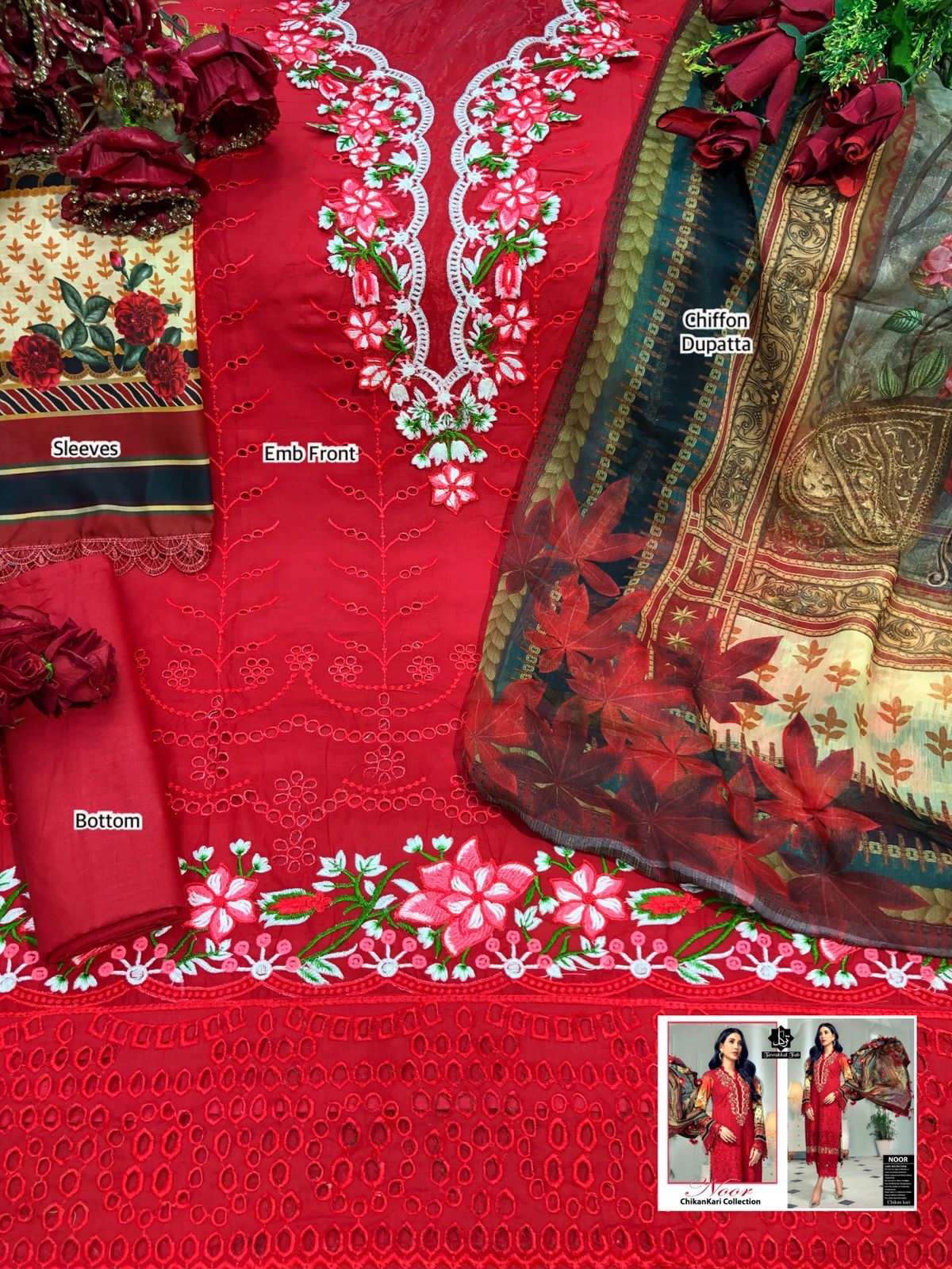 NOOR CHIKANKARI COLLECTION BY TAWAKKAL FAB 01 TO 02 SERIES PAKISTANI SUITS BEAUTIFUL FANCY COLORFUL STYLISH PARTY WEAR & OCCASIONAL WEAR PURE CAMBRIC COTTON WITH EMBROIDERY DRESSES AT WHOLESALE PRICE