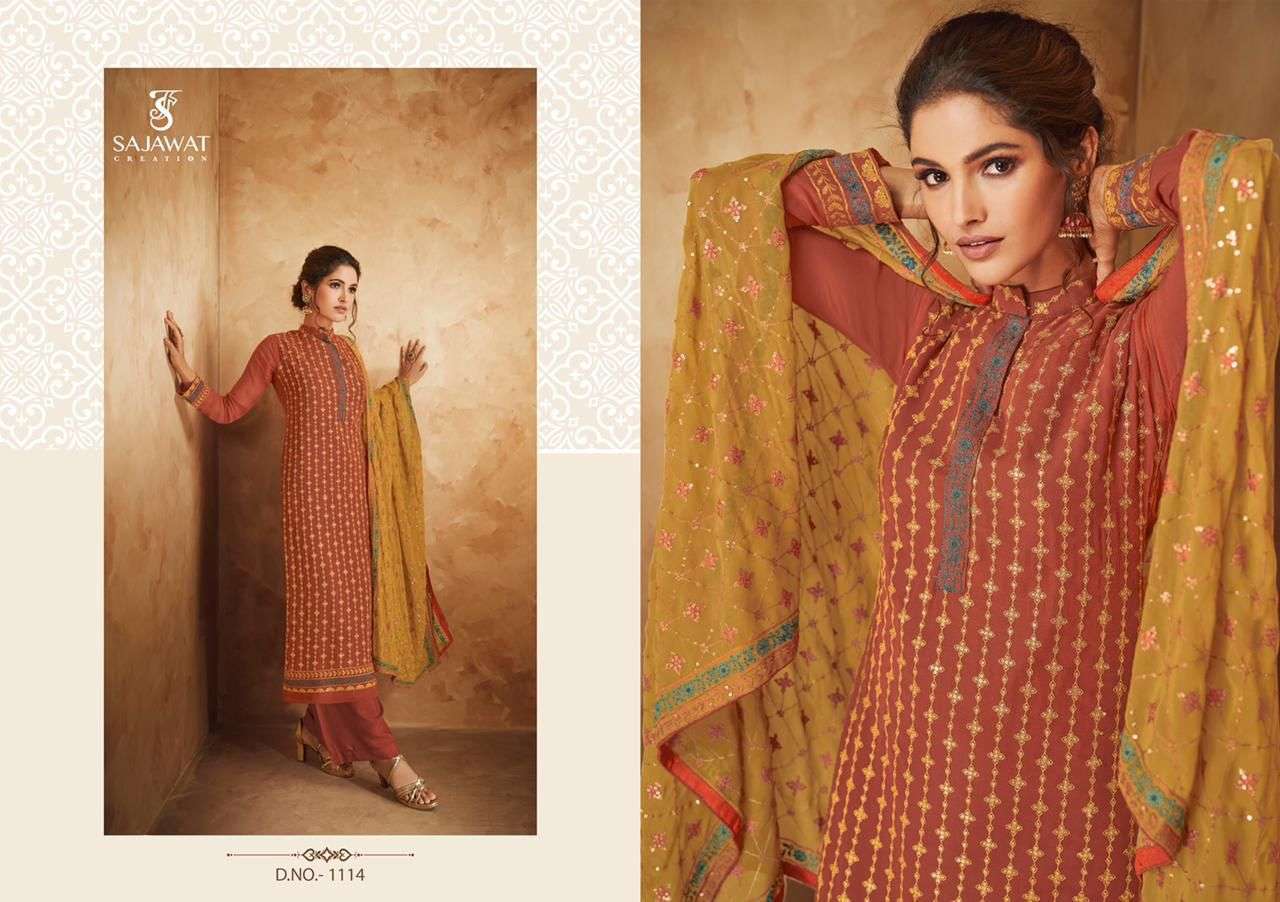 PANKHI VOL-2 BY SAJAWAT CREATION 1111 TO 1114 SERIES BEAUTIFUL SUITS COLORFUL STYLISH FANCY CASUAL WEAR & ETHNIC WEAR HEAVY FAUX GEORGETTE DRESSES AT WHOLESALE PRICE