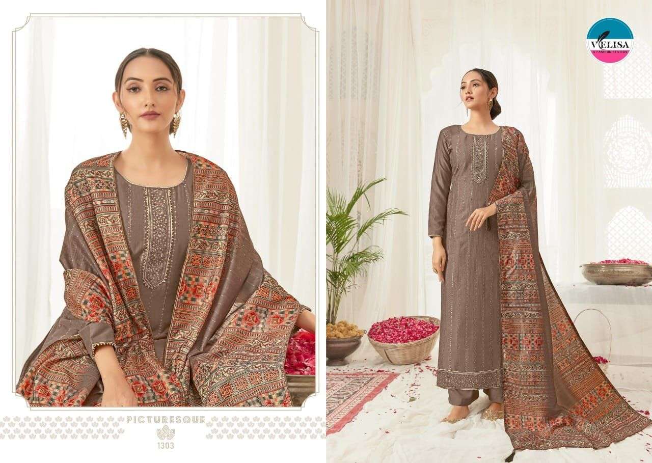 NAAZ BY VELISA 1301 TO 1304 SERIES BEAUTIFUL SUITS COLORFUL STYLISH FANCY CASUAL WEAR & ETHNIC WEAR PARAMPARA SILK EMBROIDERED DRESSES AT WHOLESALE PRICE