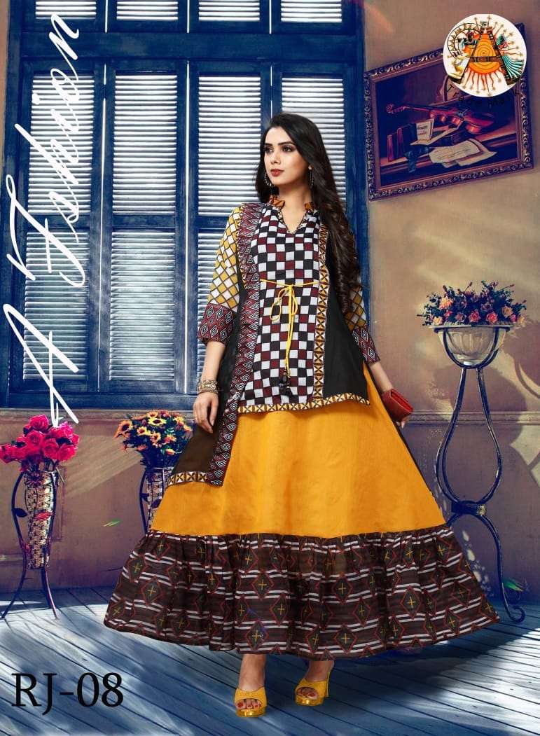 RAJWADI BY ARYA DRESS MAKER 01 TO 09 SERIES DESIGNER STYLISH FANCY COLORFUL BEAUTIFUL PARTY WEAR & ETHNIC WEAR COLLECTION CHANDERI COTTON KURTIS AT WHOLESALE PRICE
