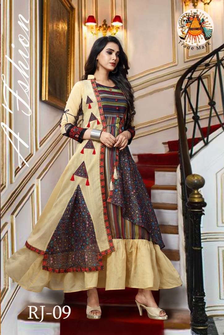 RAJWADI BY ARYA DRESS MAKER 01 TO 09 SERIES DESIGNER STYLISH FANCY COLORFUL BEAUTIFUL PARTY WEAR & ETHNIC WEAR COLLECTION CHANDERI COTTON KURTIS AT WHOLESALE PRICE