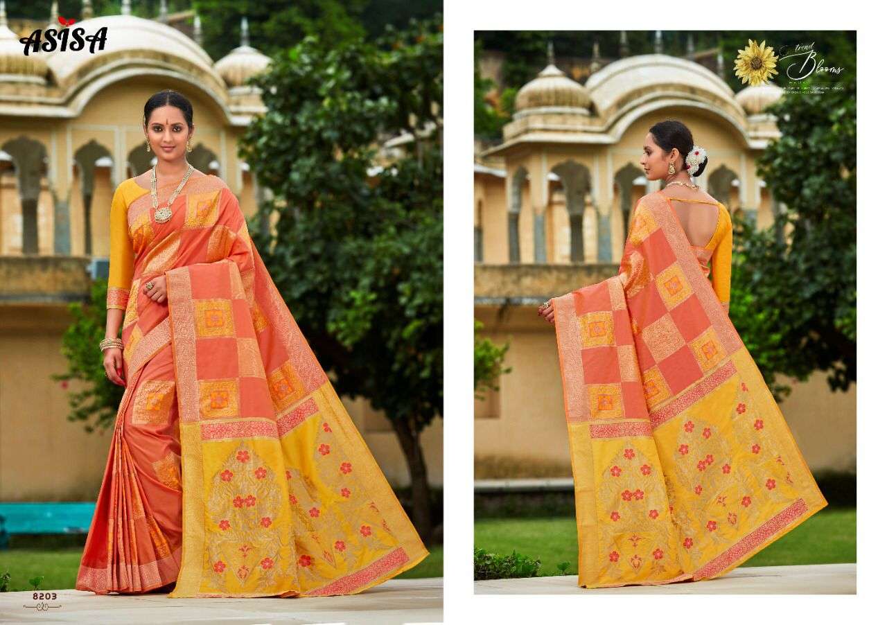 CHARVI BY ASISA 8201 TO 8203 SERIES INDIAN TRADITIONAL WEAR COLLECTION BEAUTIFUL STYLISH FANCY COLORFUL PARTY WEAR & OCCASIONAL WEAR BANARASI SILK SAREES AT WHOLESALE PRICE