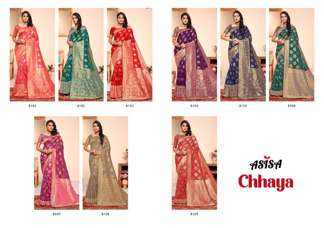 CHHAYA BY ASISA 8101 TO 8109 SERIES INDIAN TRADITIONAL WEAR COLLECTION BEAUTIFUL STYLISH FANCY COLORFUL PARTY WEAR & OCCASIONAL WEAR COTTON SILK SAREES AT WHOLESALE PRICE