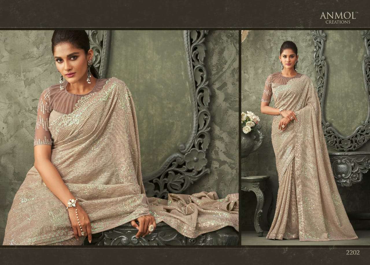 INNARA VOL-2 BY ANMOL CREATION 2201 TO 2211 SERIES INDIAN TRADITIONAL WEAR COLLECTION BEAUTIFUL STYLISH FANCY COLORFUL PARTY WEAR & OCCASIONAL WEAR GEORGETTE SAREES AT WHOLESALE PRICE