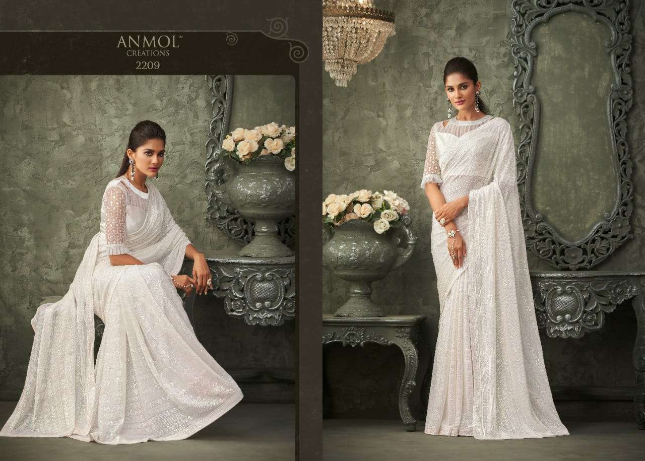 INNARA VOL-2 BY ANMOL CREATION 2201 TO 2211 SERIES INDIAN TRADITIONAL WEAR COLLECTION BEAUTIFUL STYLISH FANCY COLORFUL PARTY WEAR & OCCASIONAL WEAR GEORGETTE SAREES AT WHOLESALE PRICE