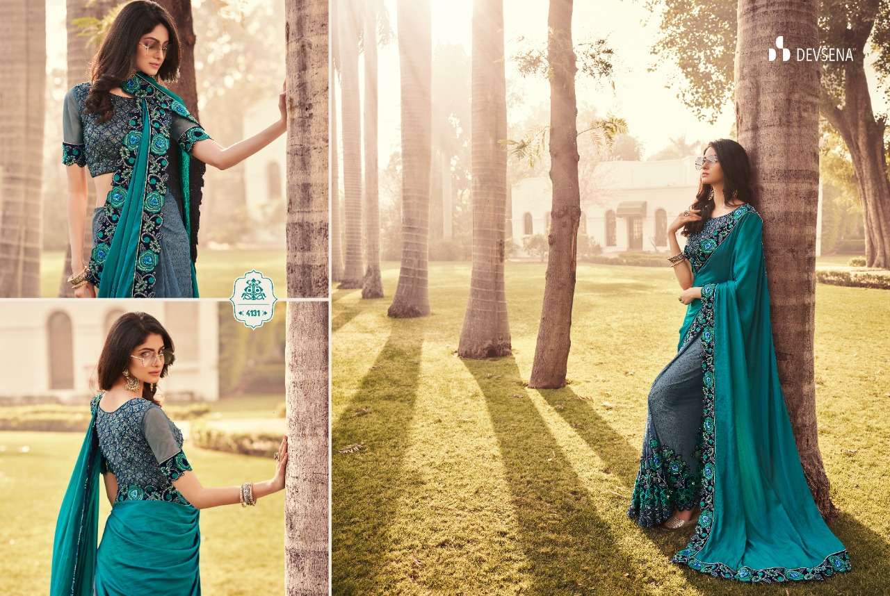 DEVSENA VOL-10 BY DESI LUK 4131 TO 4143 SERIES INDIAN TRADITIONAL WEAR COLLECTION BEAUTIFUL STYLISH FANCY COLORFUL PARTY WEAR & OCCASIONAL WEAR FANCY SAREES AT WHOLESALE PRICE