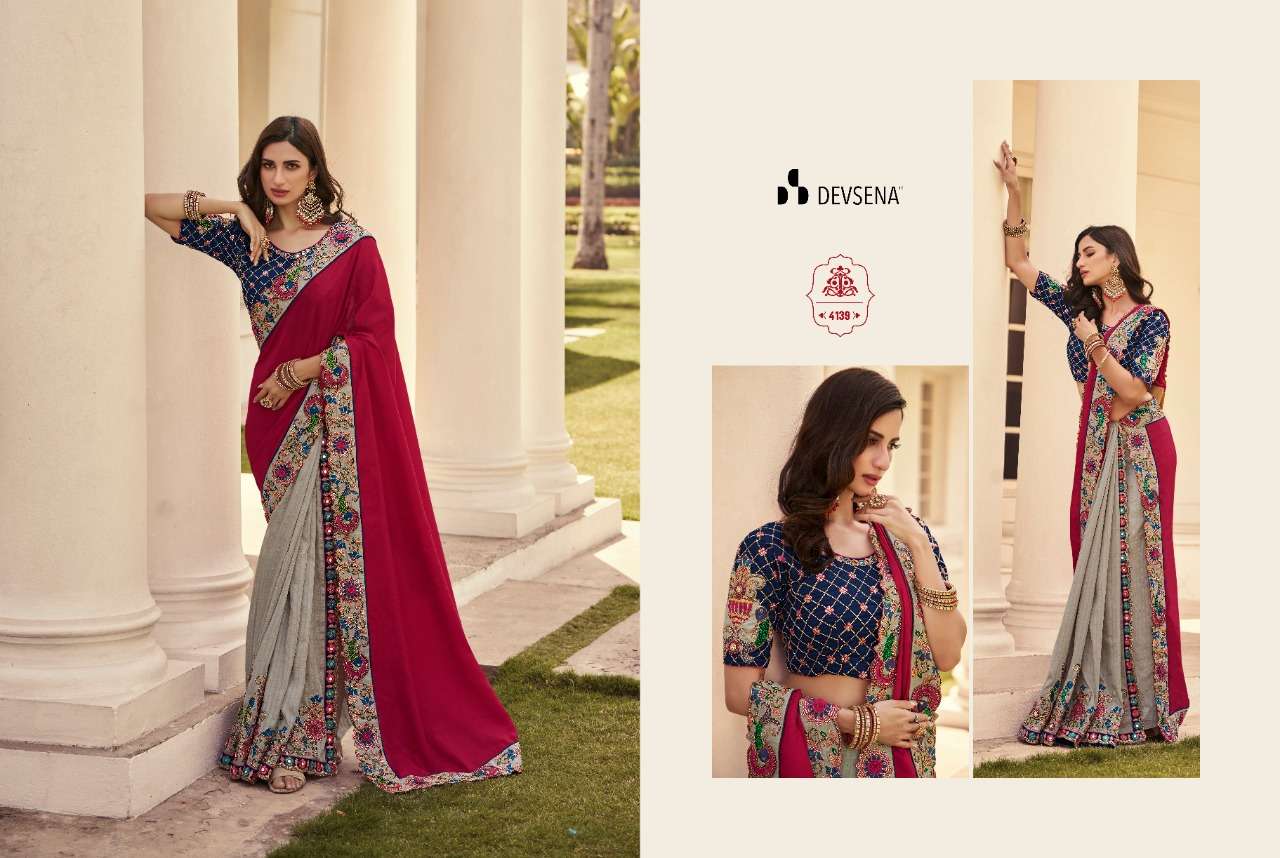 DEVSENA VOL-10 BY DESI LUK 4131 TO 4143 SERIES INDIAN TRADITIONAL WEAR COLLECTION BEAUTIFUL STYLISH FANCY COLORFUL PARTY WEAR & OCCASIONAL WEAR FANCY SAREES AT WHOLESALE PRICE