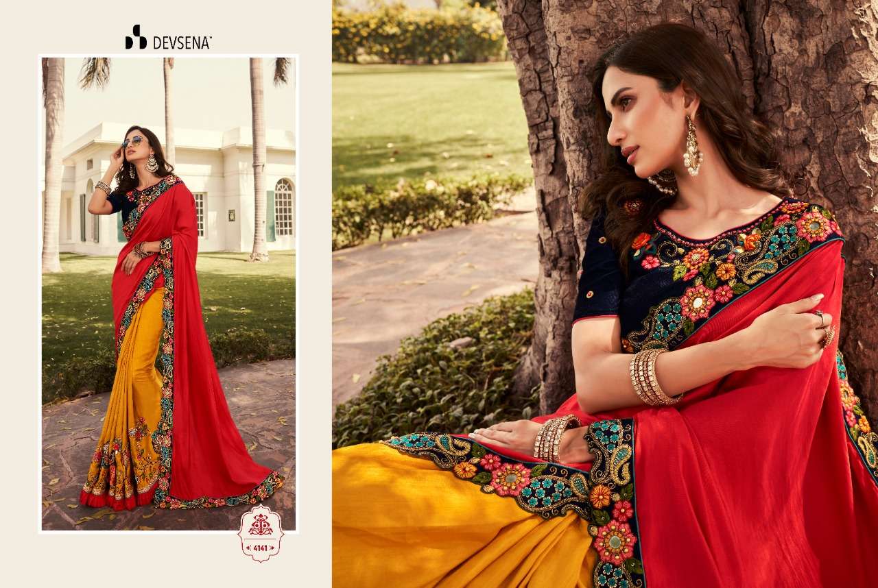 DEVSENA VOL-10 BY DESI LUK 4131 TO 4143 SERIES INDIAN TRADITIONAL WEAR COLLECTION BEAUTIFUL STYLISH FANCY COLORFUL PARTY WEAR & OCCASIONAL WEAR FANCY SAREES AT WHOLESALE PRICE