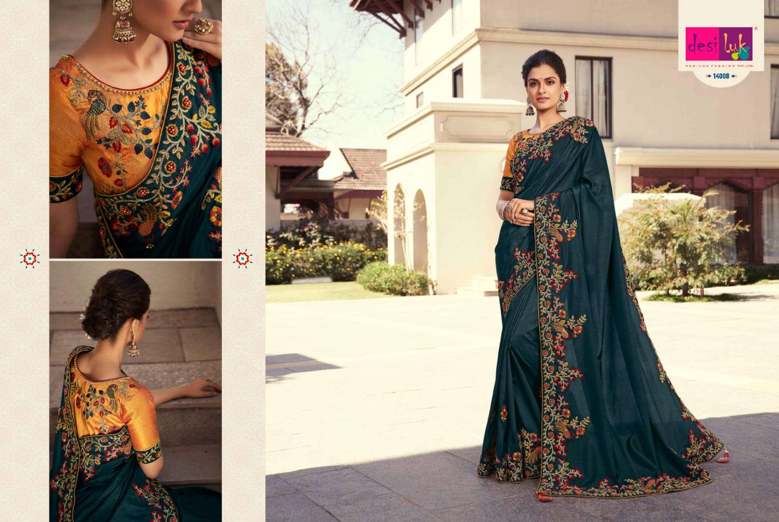 DESI LUK VOL-45 BY DESI LUK 10004 TO 10014 SERIES INDIAN TRADITIONAL WEAR COLLECTION BEAUTIFUL STYLISH FANCY COLORFUL PARTY WEAR & OCCASIONAL WEAR GEORGETTE SAREES AT WHOLESALE PRICE