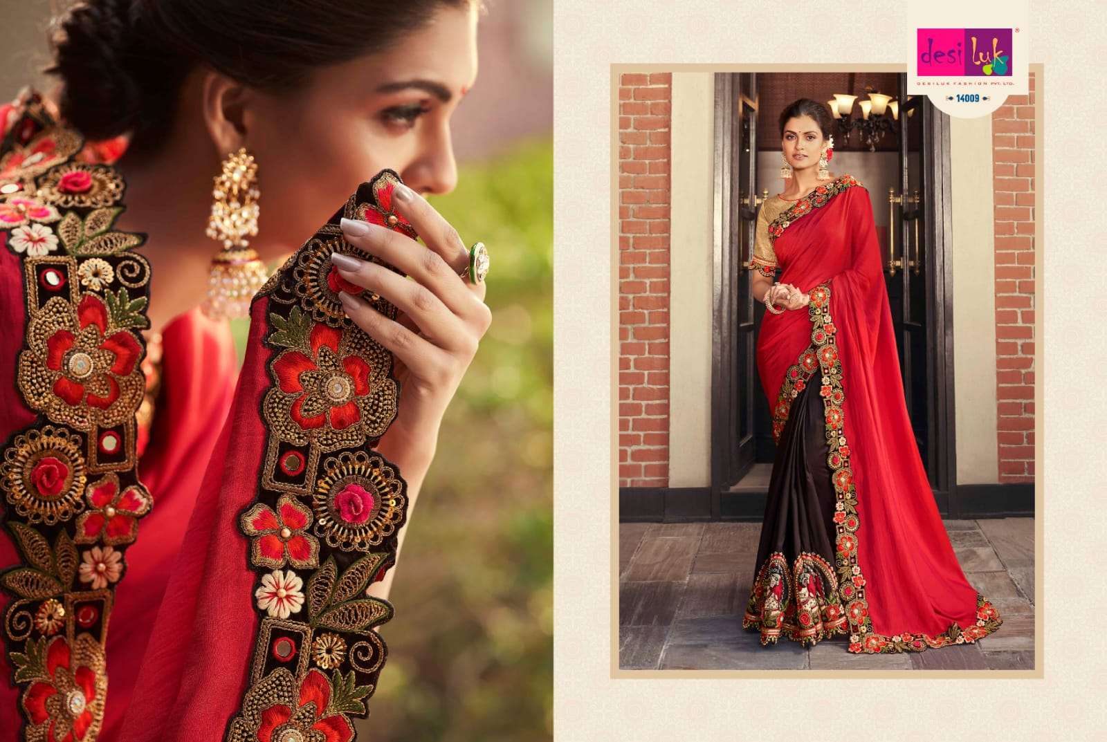 DESI LUK VOL-45 BY DESI LUK 10004 TO 10014 SERIES INDIAN TRADITIONAL WEAR COLLECTION BEAUTIFUL STYLISH FANCY COLORFUL PARTY WEAR & OCCASIONAL WEAR GEORGETTE SAREES AT WHOLESALE PRICE