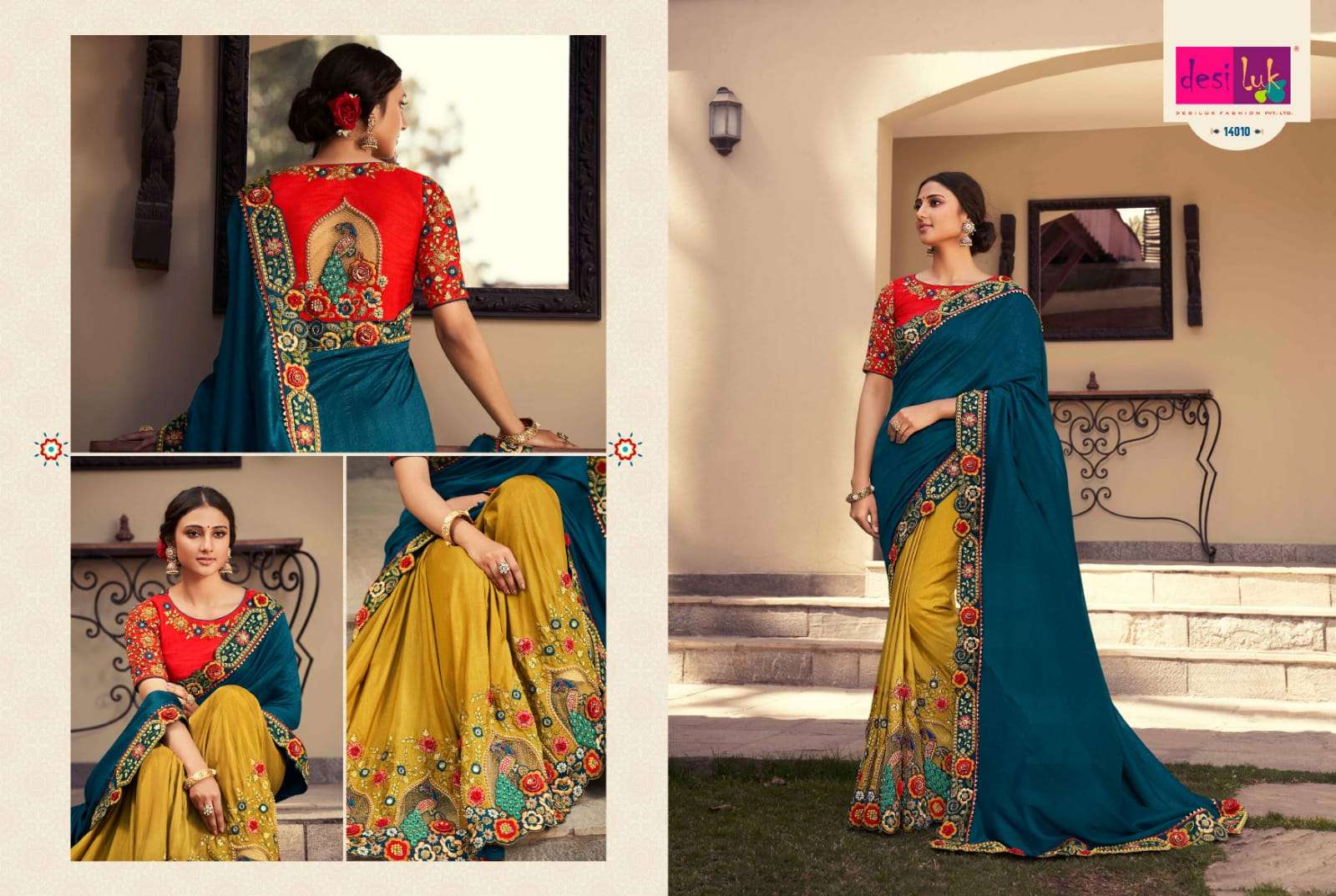 DESI LUK VOL-45 BY DESI LUK 10004 TO 10014 SERIES INDIAN TRADITIONAL WEAR COLLECTION BEAUTIFUL STYLISH FANCY COLORFUL PARTY WEAR & OCCASIONAL WEAR GEORGETTE SAREES AT WHOLESALE PRICE