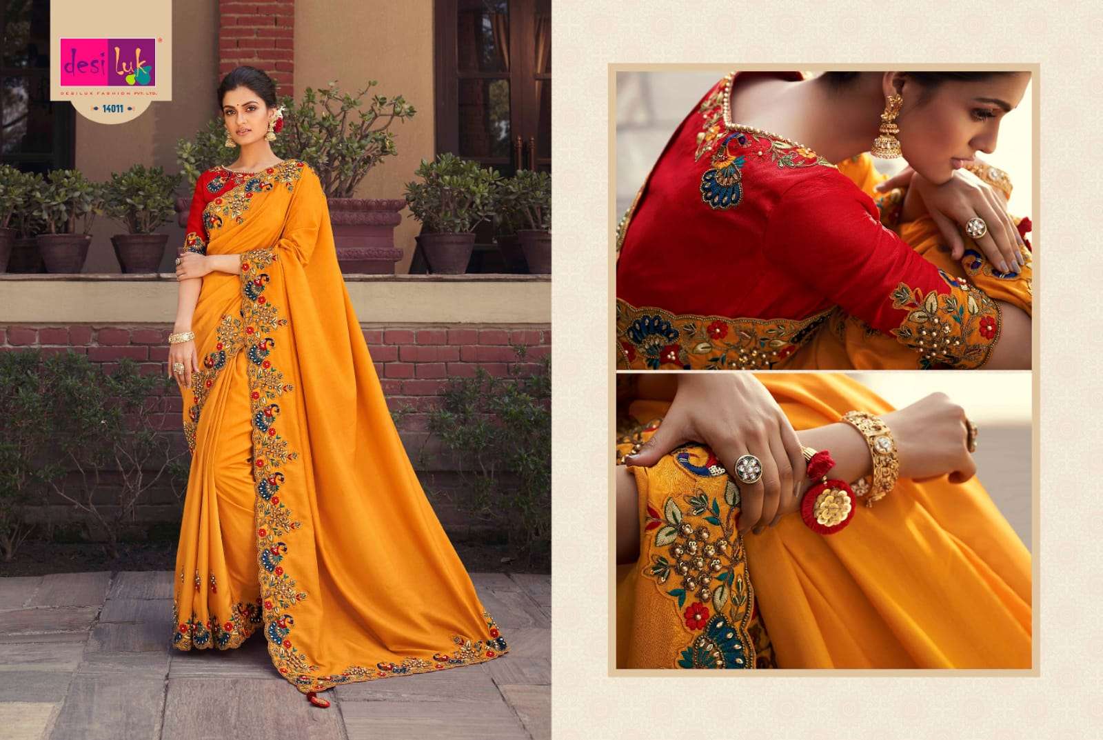 DESI LUK VOL-45 BY DESI LUK 10004 TO 10014 SERIES INDIAN TRADITIONAL WEAR COLLECTION BEAUTIFUL STYLISH FANCY COLORFUL PARTY WEAR & OCCASIONAL WEAR GEORGETTE SAREES AT WHOLESALE PRICE
