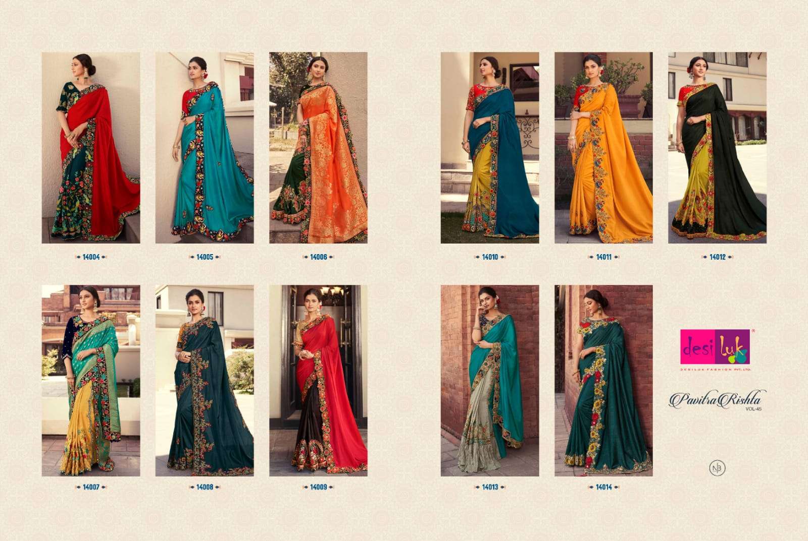 DESI LUK VOL-45 BY DESI LUK 10004 TO 10014 SERIES INDIAN TRADITIONAL WEAR COLLECTION BEAUTIFUL STYLISH FANCY COLORFUL PARTY WEAR & OCCASIONAL WEAR GEORGETTE SAREES AT WHOLESALE PRICE