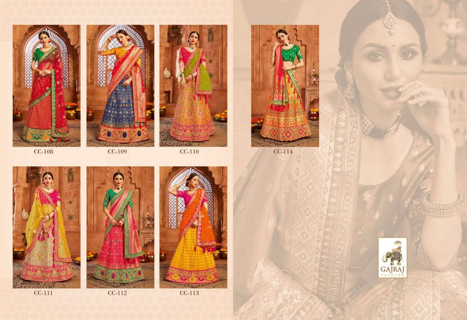 AVANTIKA BY GAJRAJ FASHION 108 TO 114 SERIES INDIAN TRADITIONAL BEAUTIFUL STYLISH DESIGNER BANARASI SILK JACQUARD EMBROIDERED PARTY WEAR FANCY LEHENGAS AT WHOLESALE PRICE