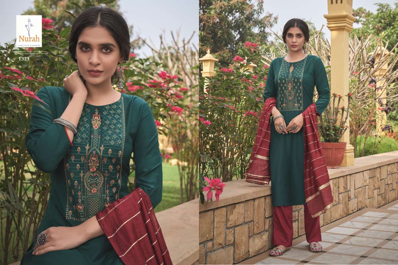 NIKUNJ NX BY NURAH 1321 TO 1324 SERIES BEAUTIFUL SUITS COLORFUL STYLISH FANCY CASUAL WEAR & ETHNIC WEAR CHINNON SILK DRESSES AT WHOLESALE PRICE
