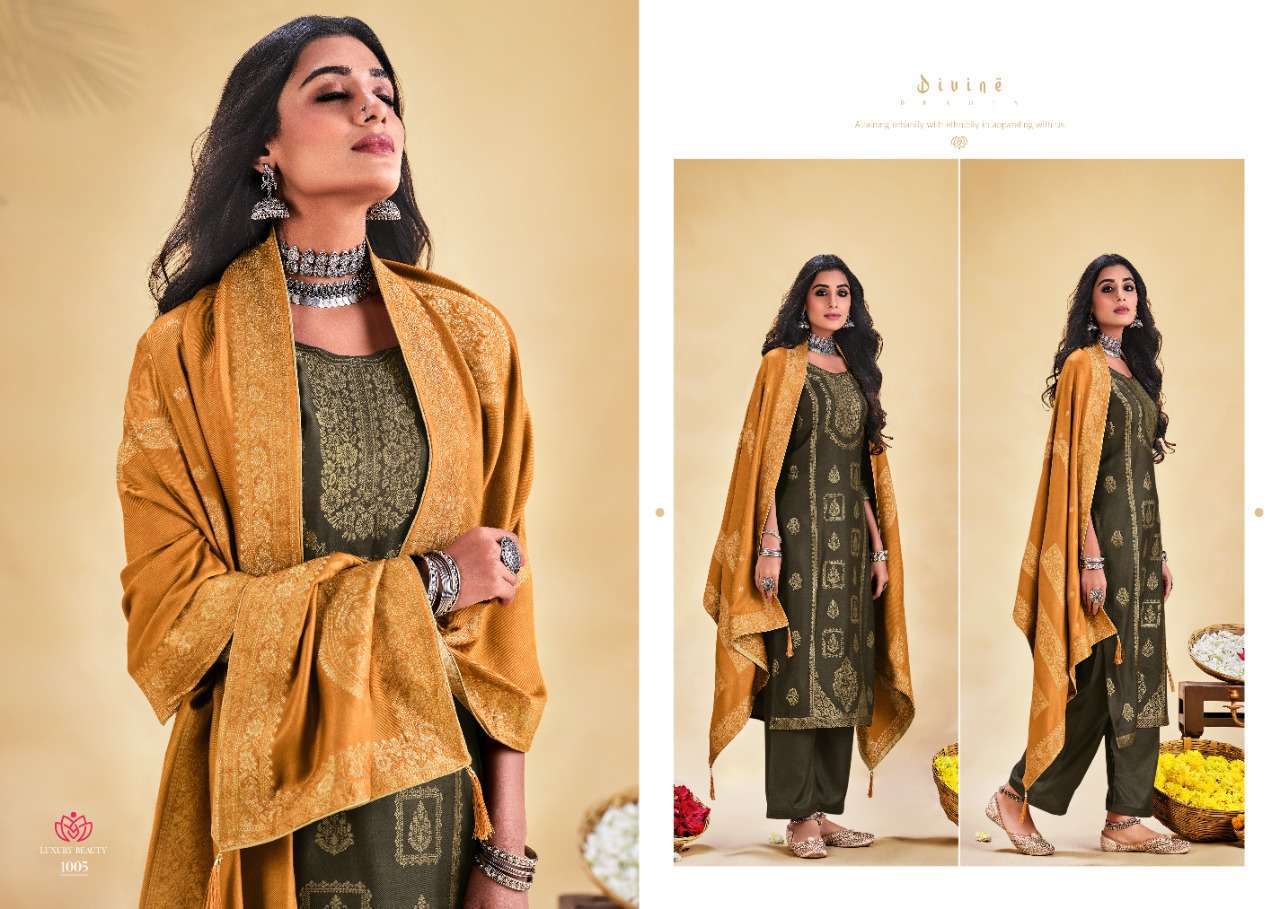 SAFFA BY VIONA SUITS 1001 TO 1008 SERIES BEAUTIFUL SUITS COLORFUL STYLISH FANCY CASUAL WEAR & ETHNIC WEAR PURE WOOL JACQUARD DRESSES AT WHOLESALE PRICE