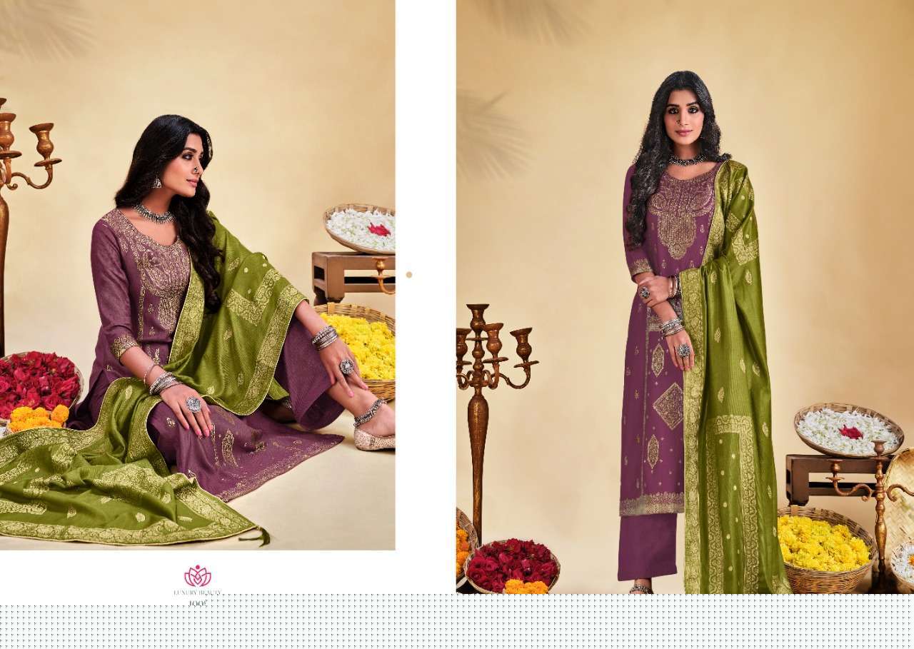 SAFFA BY VIONA SUITS 1001 TO 1008 SERIES BEAUTIFUL SUITS COLORFUL STYLISH FANCY CASUAL WEAR & ETHNIC WEAR PURE WOOL JACQUARD DRESSES AT WHOLESALE PRICE