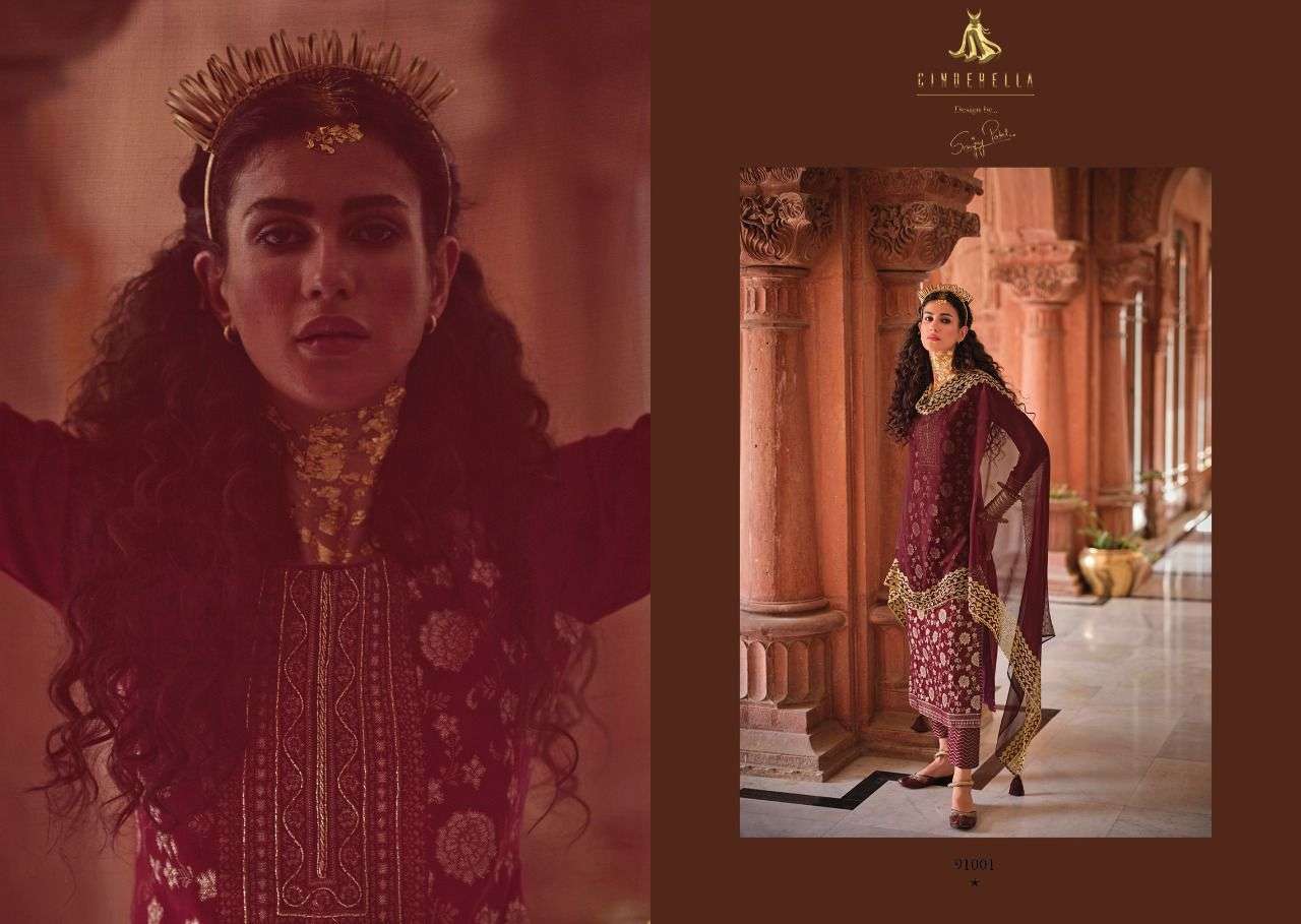 JAMDANI BY CINDERELLA 91001 TO 91006 SERIES BEAUTIFUL SUITS COLORFUL STYLISH FANCY CASUAL WEAR & ETHNIC WEAR PURE PASHMINA DRESSES AT WHOLESALE PRICE