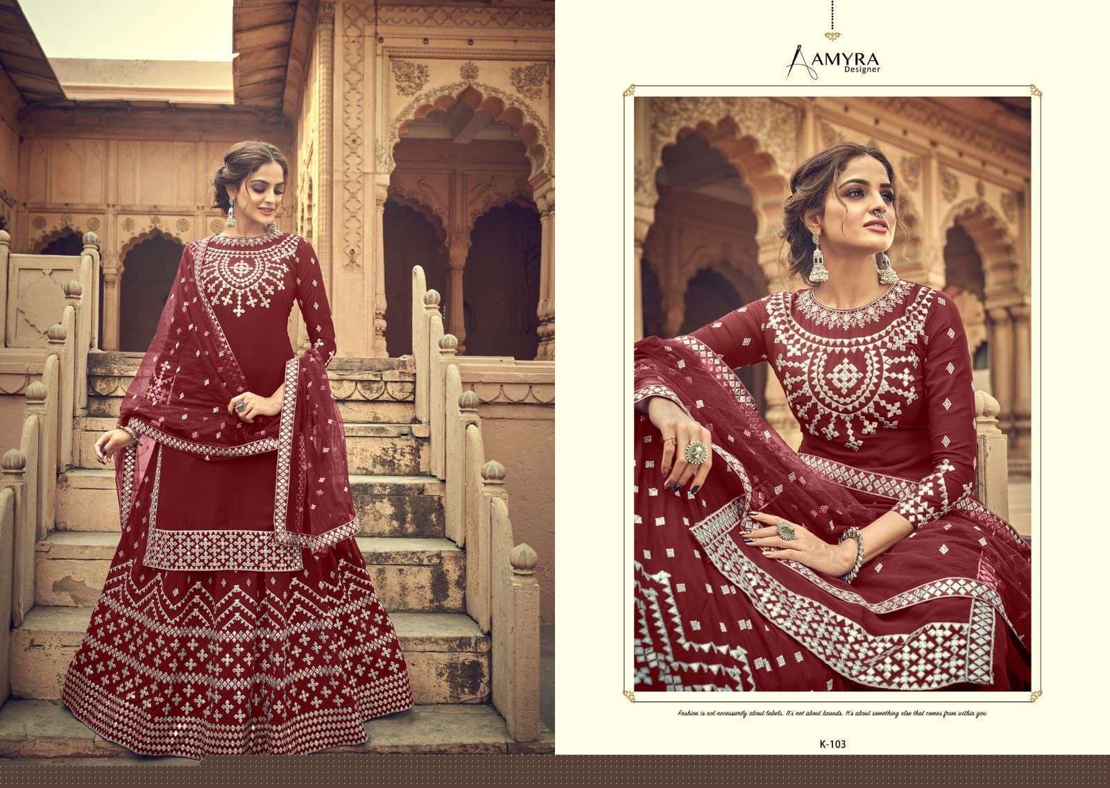 Kalakari By Amyra Designer 101 To 104 Series Beautiful Suits Colorful Stylish Fancy Casual Wear & Ethnic Wear Heavy Blooming Georgette Embroidered Dresses At Wholesale Price