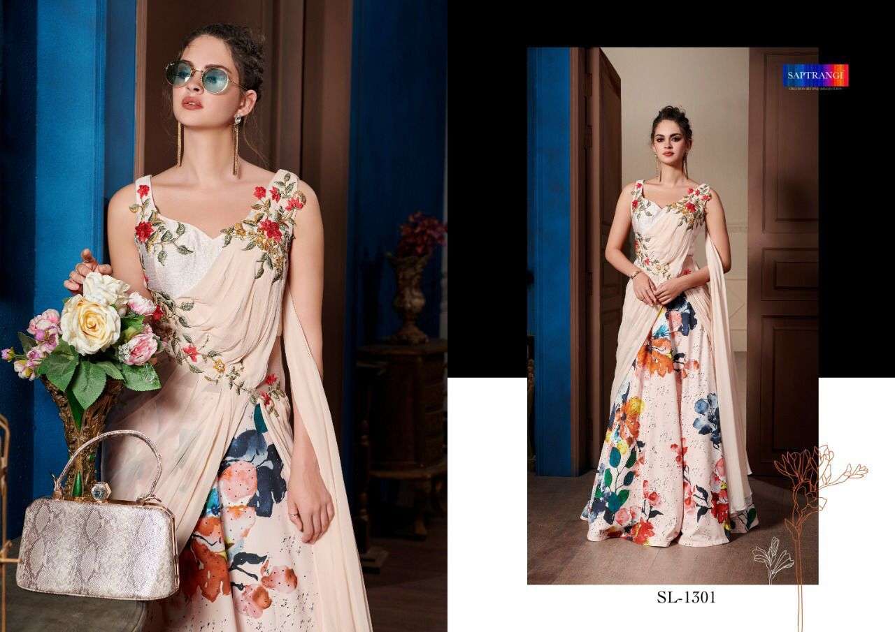 SAPTRANGI 1301 SERIES BY SAPTRANGI 1301 TO 1306 SERIES BEAUTIFUL STYLISH FANCY COLORFUL CASUAL WEAR & ETHNIC WEAR FANCY GOWNS AT WHOLESALE PRICE