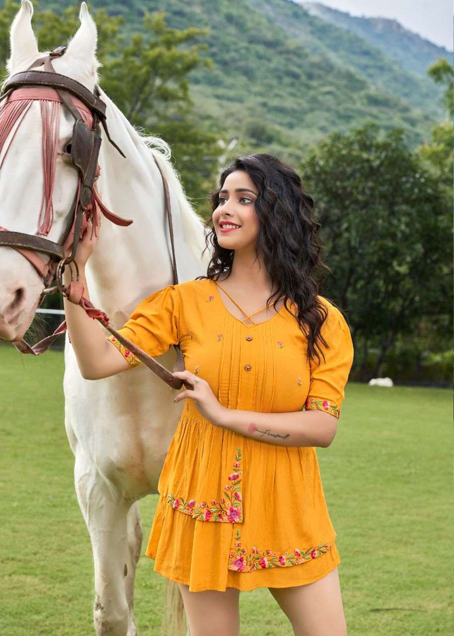 BOLD VOL-5 BY YAMI FASHION 5531 TO 5539 SERIES BEAUTIFUL COLORFUL STYLISH FANCY CASUAL WEAR & READY TO WEAR HEAVY RAYON EMBROIDERED TOPS AT WHOLESALE PRICE