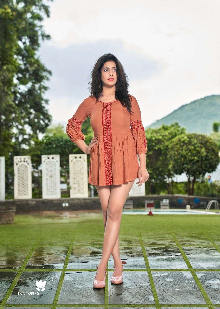 BOLD VOL-5 BY YAMI FASHION 5531 TO 5539 SERIES BEAUTIFUL COLORFUL STYLISH FANCY CASUAL WEAR & READY TO WEAR HEAVY RAYON EMBROIDERED TOPS AT WHOLESALE PRICE