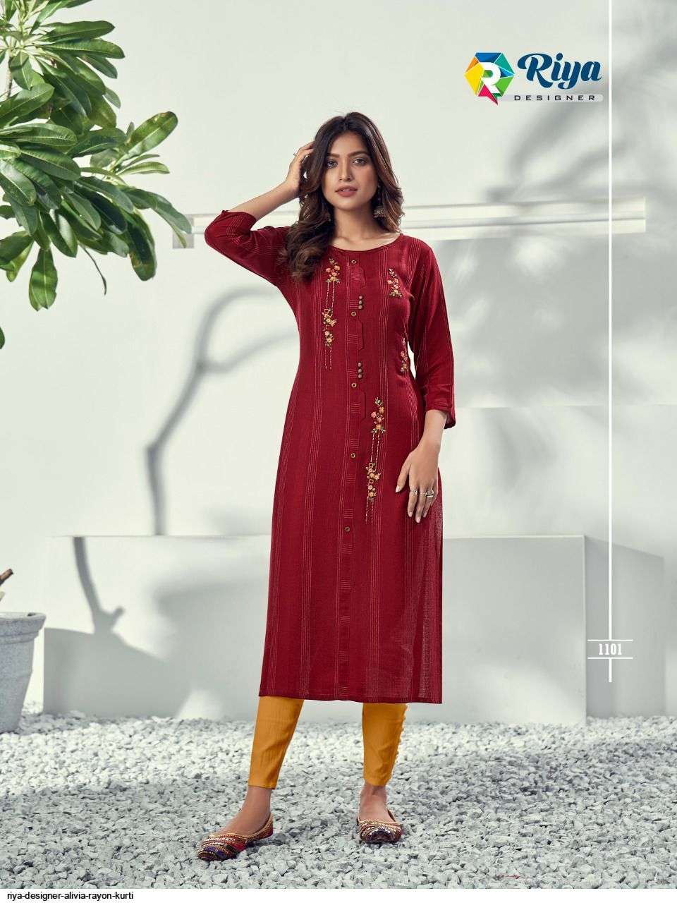 ALIVIA BY RIYA DESIGNER 1101 TO 1106 SERIES DESIGNER STYLISH FANCY COLORFUL BEAUTIFUL PARTY WEAR & ETHNIC WEAR COLLECTION RAYON EMBROIDERY KURTIS AT WHOLESALE PRICE