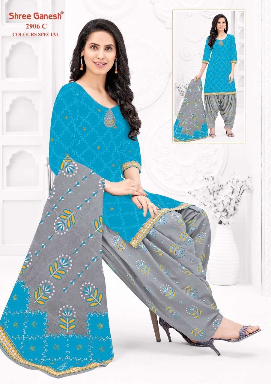 COLOUR SPECIAL 2906 BY SHREE GANESH 2906-A TO 2906-D SERIES BEAUTIFUL STYLISH SHARARA SUITS FANCY COLORFUL CASUAL WEAR & ETHNIC WEAR & READY TO WEAR PURE COTTON PRINTED DRESSES AT WHOLESALE PRICE