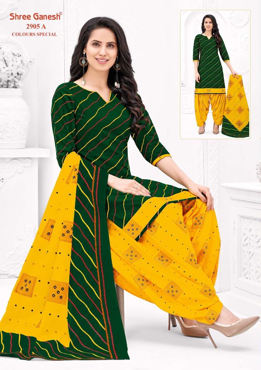 COLOUR SPECIAL 2905 BY SHREE GANESH 2905-A TO 2905-D SERIES BEAUTIFUL STYLISH SHARARA SUITS FANCY COLORFUL CASUAL WEAR & ETHNIC WEAR & READY TO WEAR PURE COTTON PRINTED DRESSES AT WHOLESALE PRICE