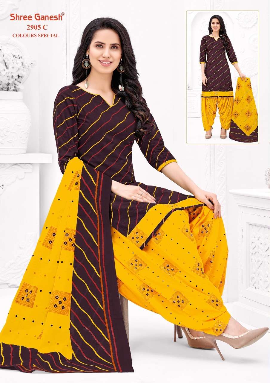 COLOUR SPECIAL 2905 BY SHREE GANESH 2905-A TO 2905-D SERIES BEAUTIFUL STYLISH SHARARA SUITS FANCY COLORFUL CASUAL WEAR & ETHNIC WEAR & READY TO WEAR PURE COTTON PRINTED DRESSES AT WHOLESALE PRICE
