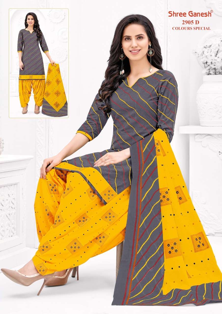 COLOUR SPECIAL 2905 BY SHREE GANESH 2905-A TO 2905-D SERIES BEAUTIFUL STYLISH SHARARA SUITS FANCY COLORFUL CASUAL WEAR & ETHNIC WEAR & READY TO WEAR PURE COTTON PRINTED DRESSES AT WHOLESALE PRICE