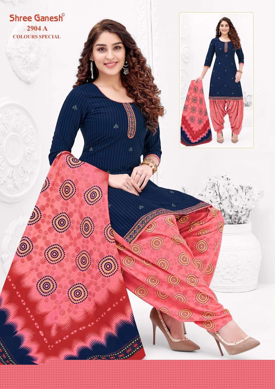 COLOUR SPECIAL 2904 BY SHREE GANESH 2904-A TO 2904-D SERIES BEAUTIFUL STYLISH SHARARA SUITS FANCY COLORFUL CASUAL WEAR & ETHNIC WEAR & READY TO WEAR PURE COTTON PRINTED DRESSES AT WHOLESALE PRICE